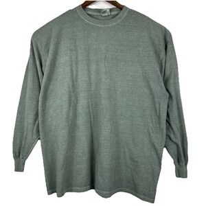 Vintage Oarsman 913 T-Shirt Mens 2XL Green 100% Cotton Long Sleeve Made USA 90s